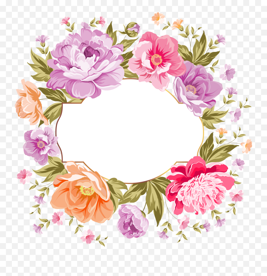Wedding Flower Frame Png Clipart - Full Size Clipart Watercolor Flowers Frames Transparent Background,Flower Frame Png