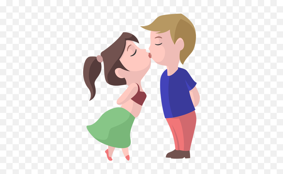 Boy Girl Kiss Flat - Boy And Girl Love Png,Kissing Png