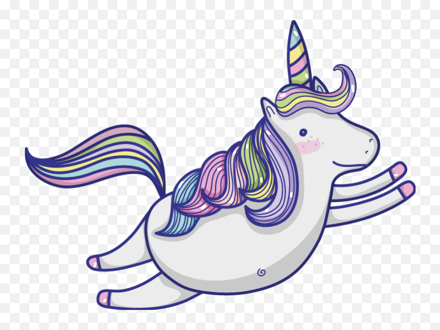 Cute Happy Round Unicorn Fairy Tale Decal - Tenstickers Unicorn Flying On Clouds Png,Cute Unicorn Icon