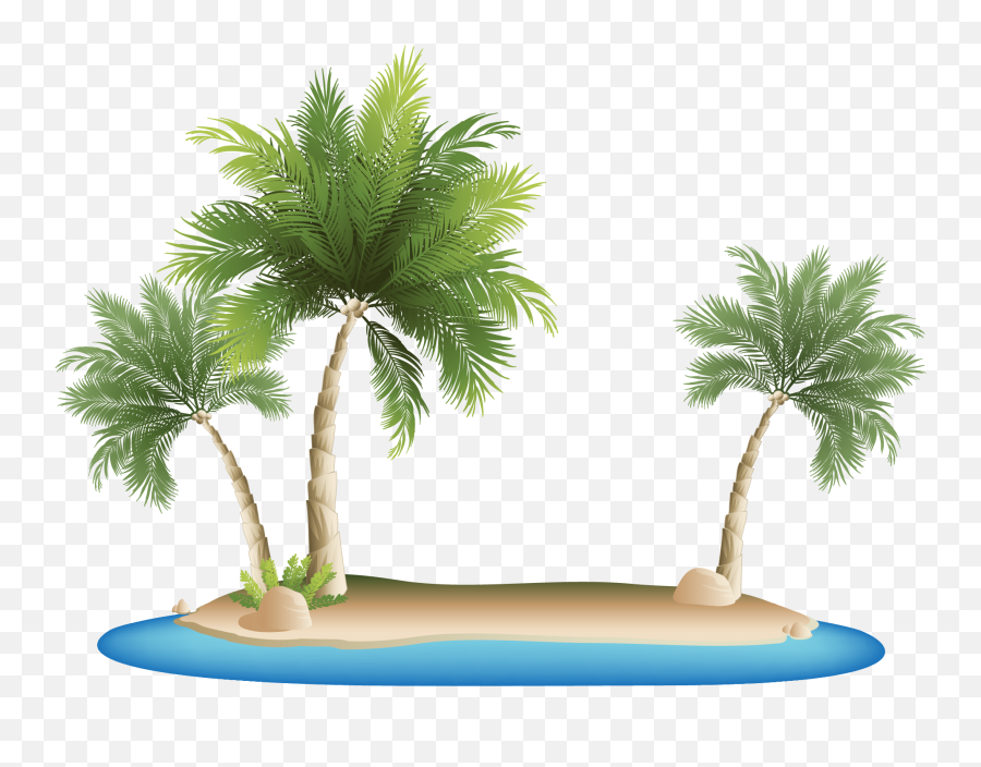 Download Islands Tropical Resort Clip - Palm Tree Island Png,Beach Clipart Transparent Background