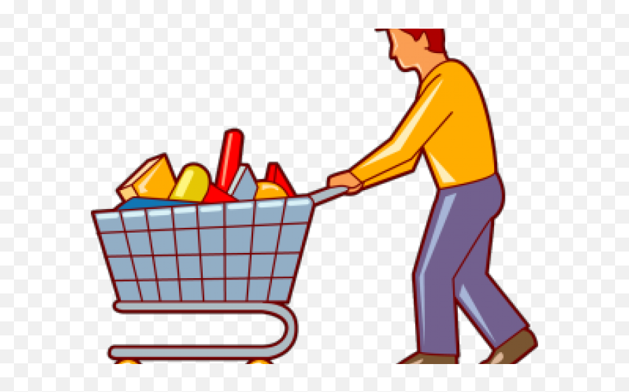 Cartoon Pushing Shopping Cart Png Clipart - Full Size Transparent Background Cartoon Shopping Clipart,Shopping Cart Png