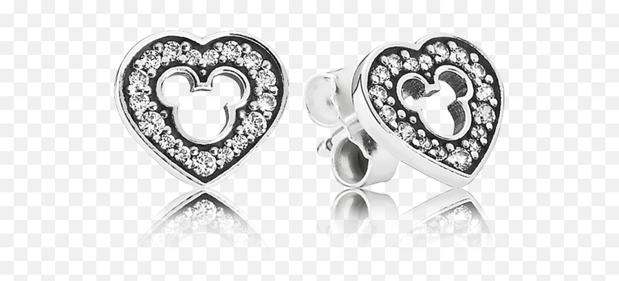 Download Disney Mickey Silhouette Stud Earrings Clear Cz - Pendientes Disney Pandora Png,Mickey Silhouette Png