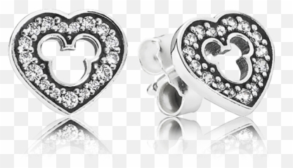 Download Disney Mickey Silhouette Stud Earrings Clear Cz - Pendientes Pandora png
