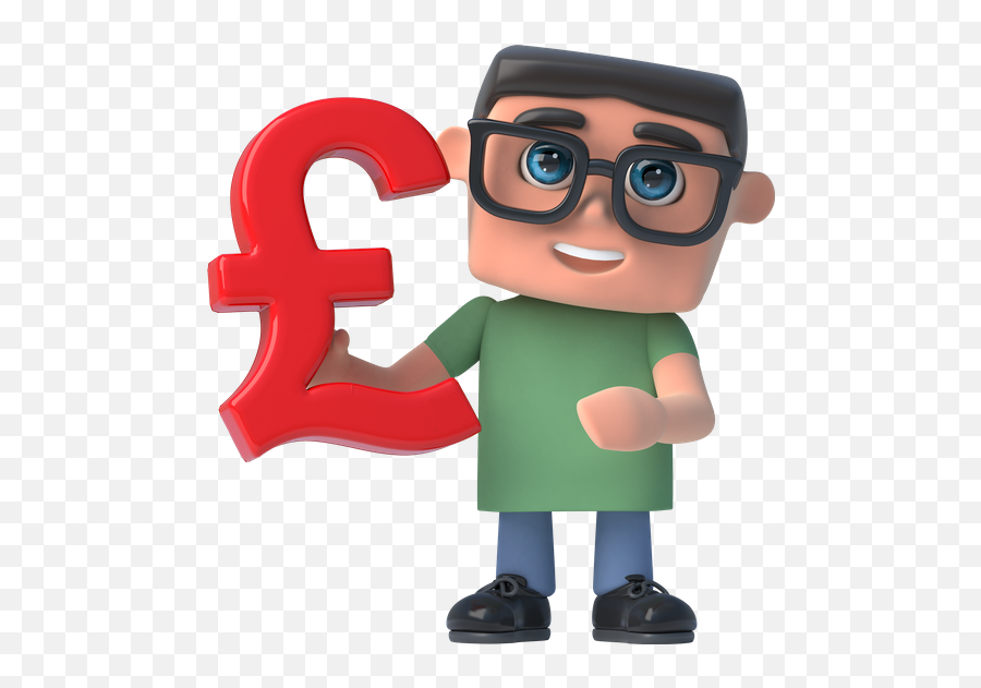3d Boy In Glasses Holds Uk Pounds Sterling Symbol - Question Health And Safety Officer In Sport Png,3d Question Mark Png