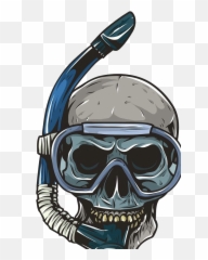 Download Underwater Skeleton Skull Mask - Scuba Diver Face Drawing Png,Skull Mask Png