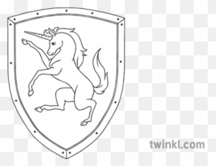Unicorn Shield Gold History Stickers Secondary Bw Rgb - Plain Shield Png,Gold Unicorn Png