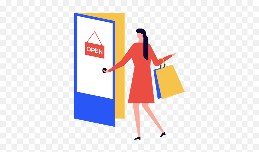 Open Shop Icon - Download In Colored Outline Style For Women Png,Shoping Icon