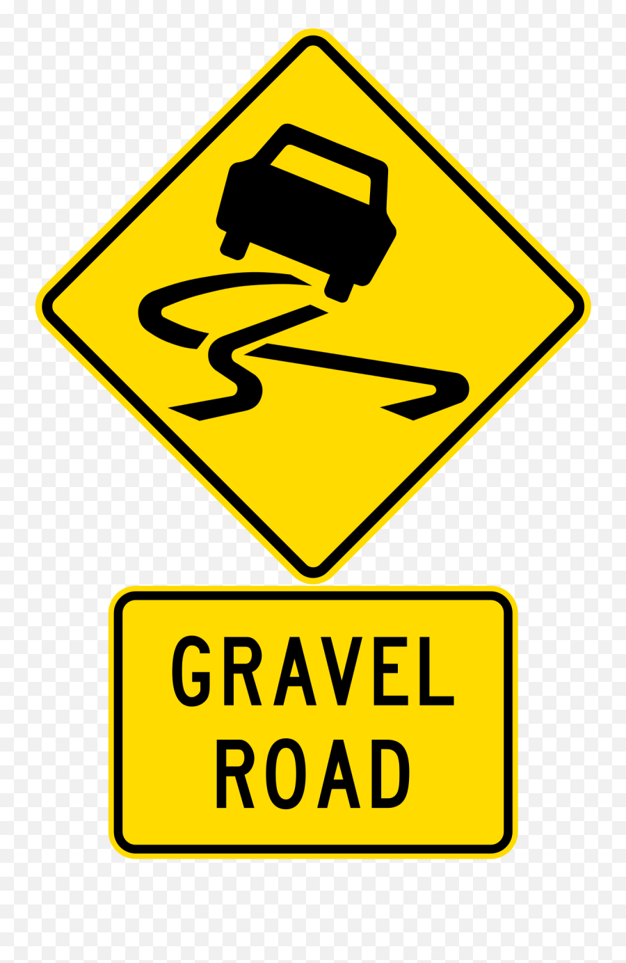 Road Slippery Gravel Surface - Slippery Road Sign In Us Png,Gravel Png