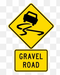 Road Slippery Gravel Surface - Slippery Road Sign In Us Png,Gravel Png