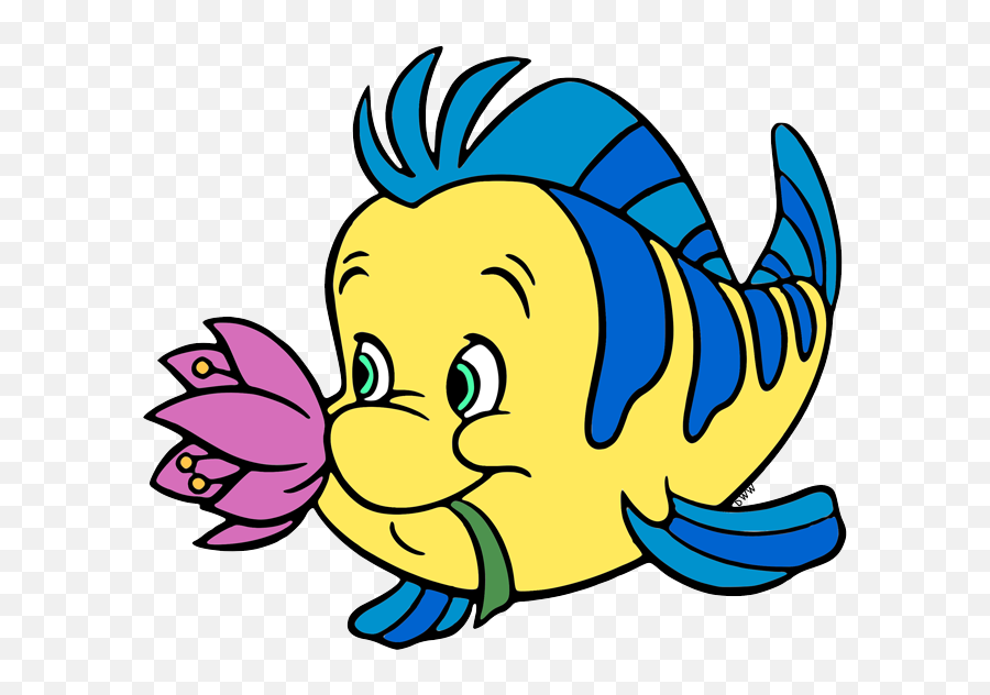 Flounder Holding A Flower In His Mouth - Clip Art Png,Flounder Png