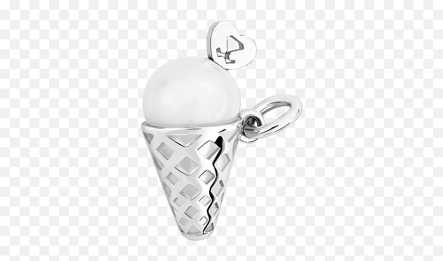 Silver Ice Cream Cone Charm With Milky - Locket Png,Ice Cream Cone Transparent