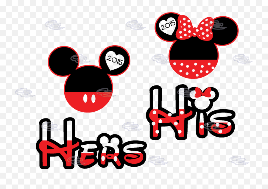 His Hers Mickey Minnie Mouse Head With Custom Names - Fairy Tale Weddings Honeymoons Png,Minnie Mouse Head Png