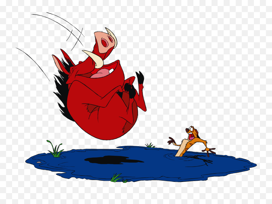 Timon And Pumbaa Cartoon Character - Pumba Clipart Water Png,Pumba Png -  free transparent png images 