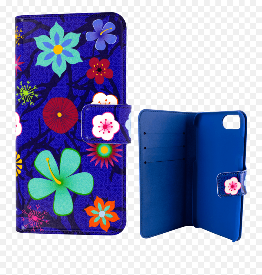 Flap Coverwallet Case For Iphone 6 Plus 7 - Iwallet Blue Flower Floral Design Png,Blue Flower Transparent