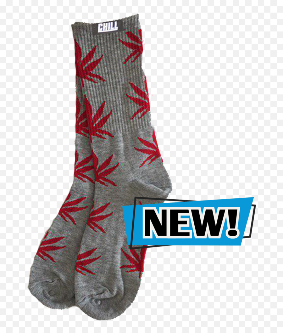 Chill Vibes Grey Red Leaf Socks - For Teen Png,Sock Png