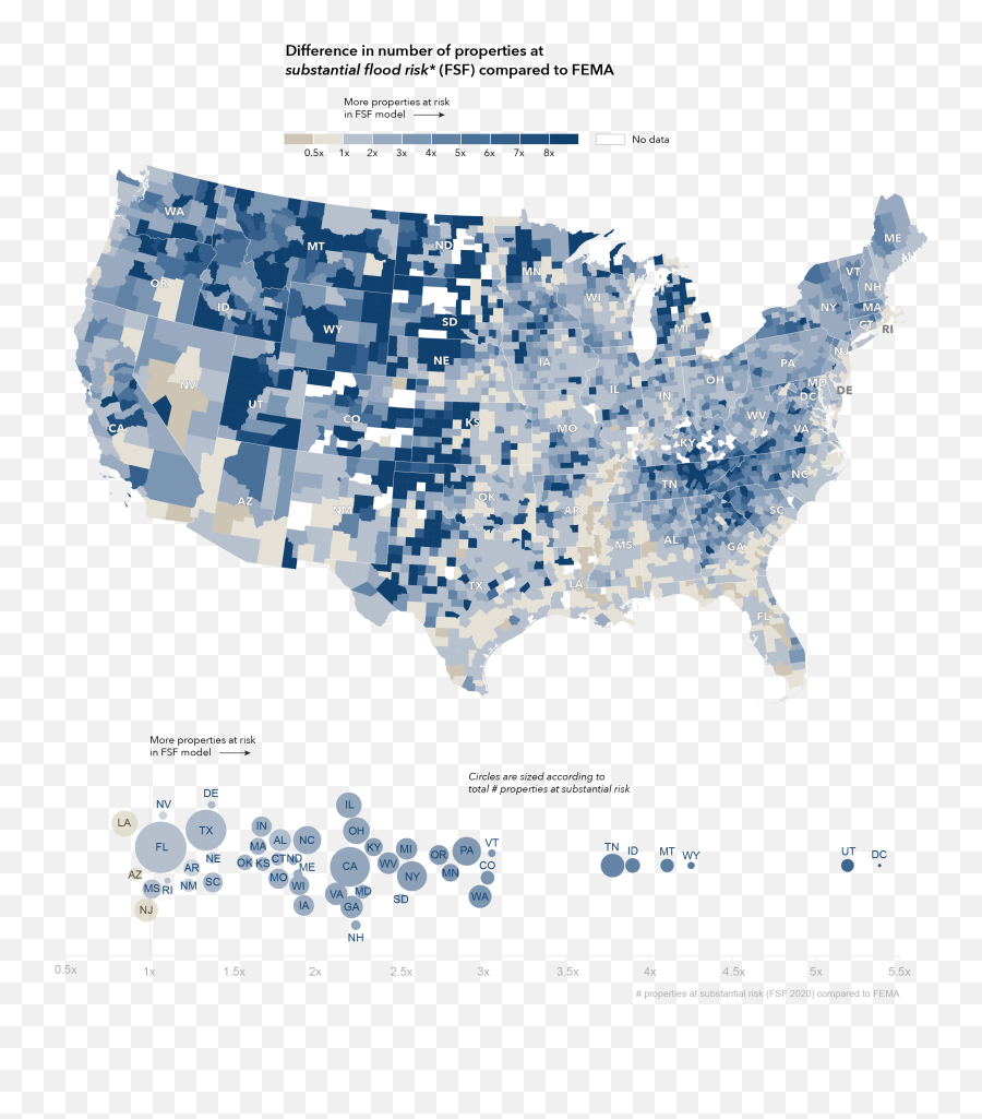 Map Shows 59 Million Us Property Owners Unaware Of Flood Risk - First Street Foundation Flooding Png,Us Map Png