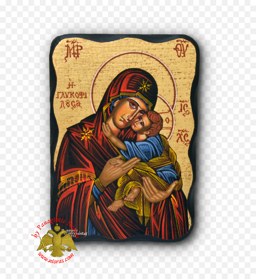 Hagiography Icon Panagia Sweet Kissing - Byzantine Png,Signed Icon