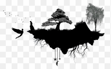 Floating Island Silhouette Clip Art - Floating Island Vector Black Png,Floating Island Png