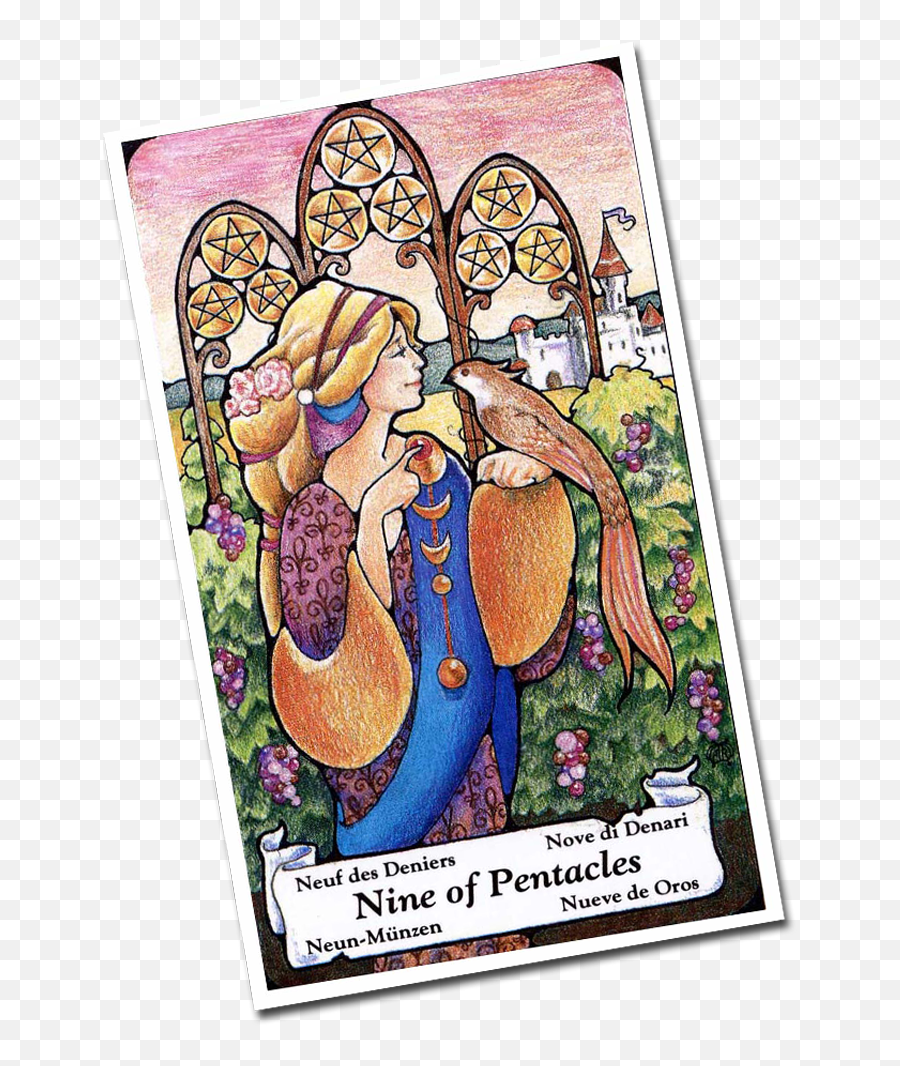 Download Nine Of Pentacles - Pentacle Png Image With No Dream Tarot Card,Pentacle Png
