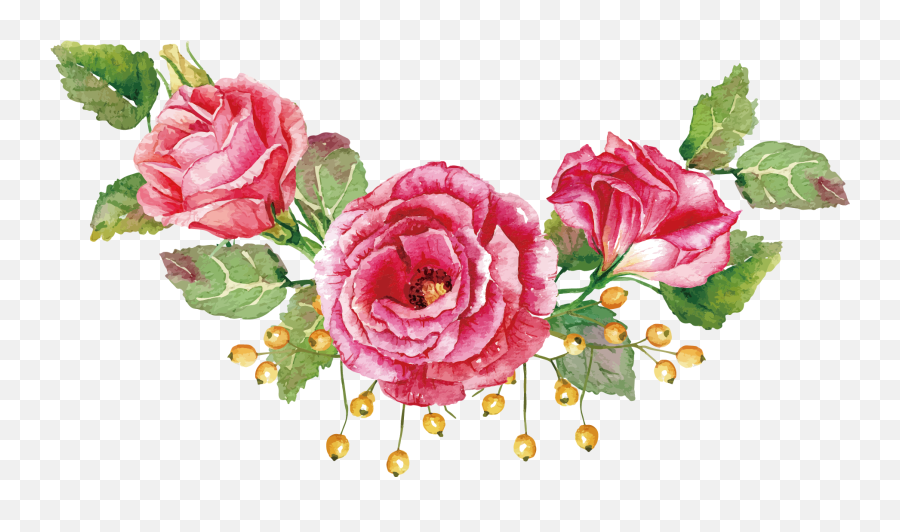 Roses Vector Png - Red Flowers Bouquet Watercolor,Watercolor Roses Png