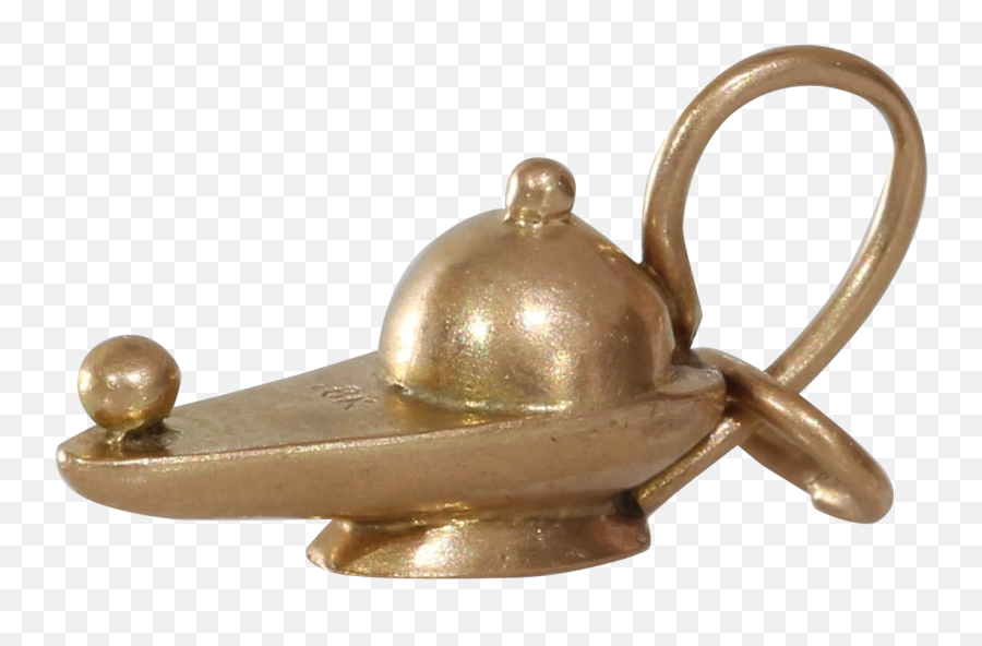Genie Lamp Charm Pendant - Brass Png,Genie Lamp Png