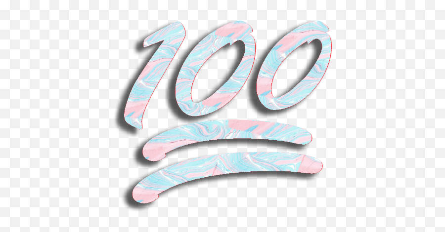 100percent 100 Emoji Blue Pink Sticker - Horizontal Png,100 Emoji Transparent