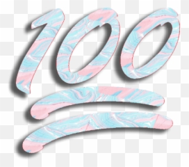 100percent 100 Emoji Blue Pink Sticker - Horizontal Png,100 Emoji Transparent