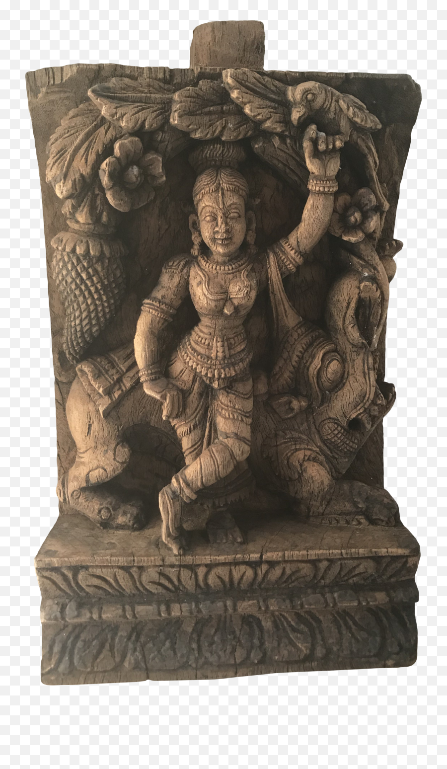 Mid 19th Century Carved Wooden Icon Of Vishnu Goddess - Artifact Png,Stone Wall Icon
