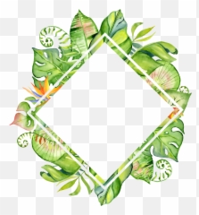 Download Hand Painted Rhomboid Leaf Frame Png Transparent - Tropical Leaves Border Clipart,Frame Png Transparent