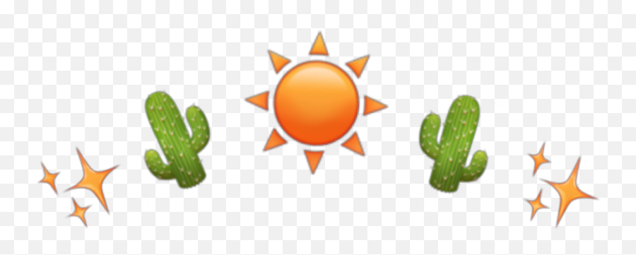 Cactus Sun Sparkle Emoji Crown Freetoedit - Cartoon Png,Sparkle Emoji Transparent