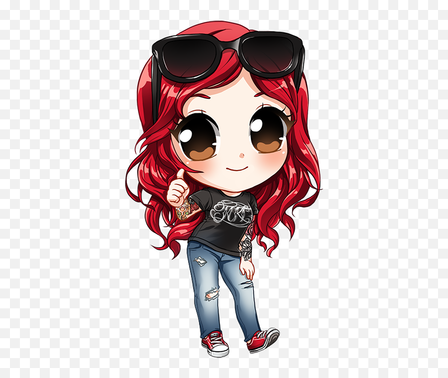 Animechibi U2014 Uguubear - Red Hair Girl Drawing Png,Anime Glasses Png