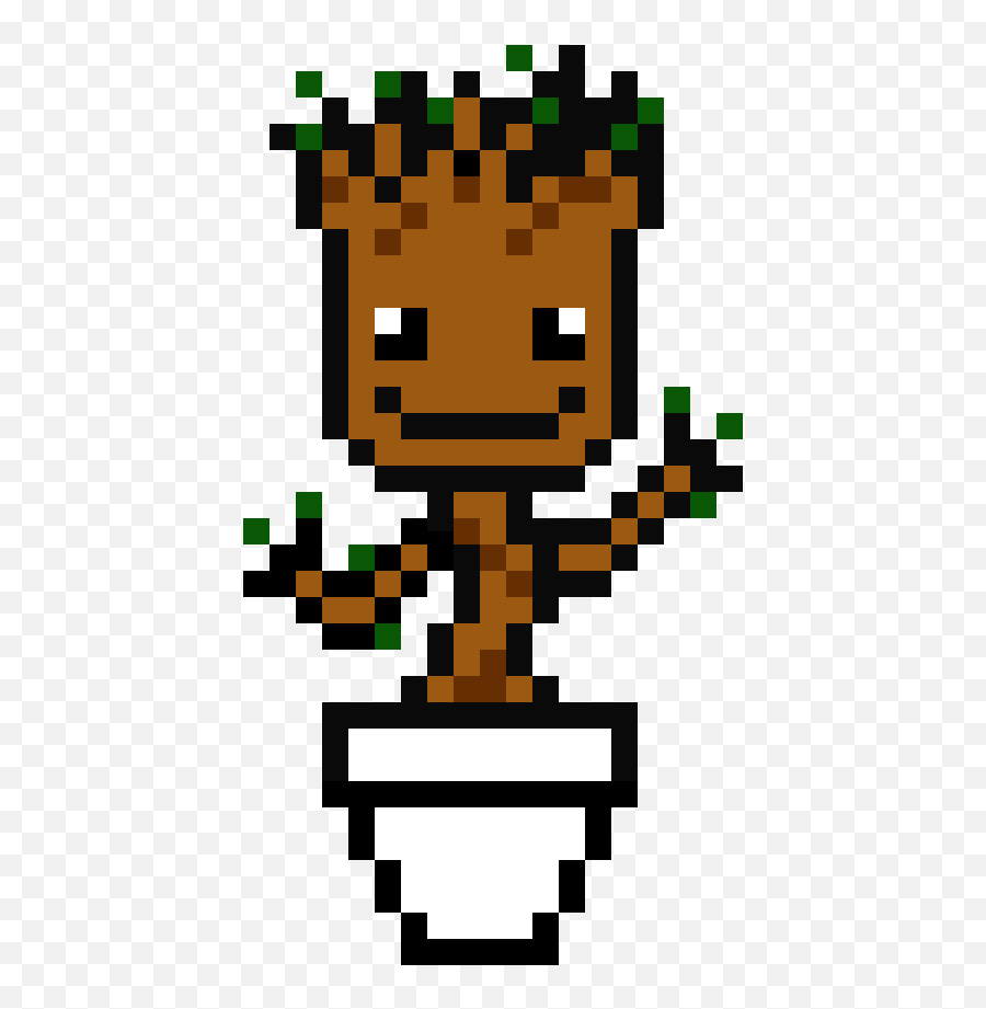 Download Baby Groot - Grid Minecraft Pixel Art Full Size Baby Groot Cross Stitch Pattern Png,Baby Groot Png