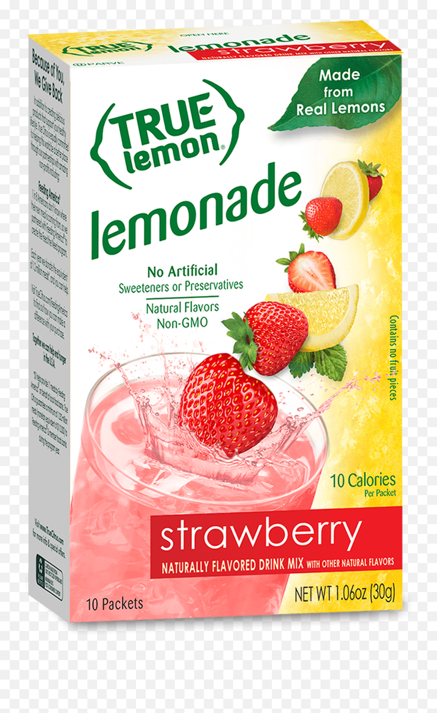 True Lemon Strawberry Lemonade Drink Mix Citrus - True Lemon Drink Mix Png,Strawberries Transparent Background