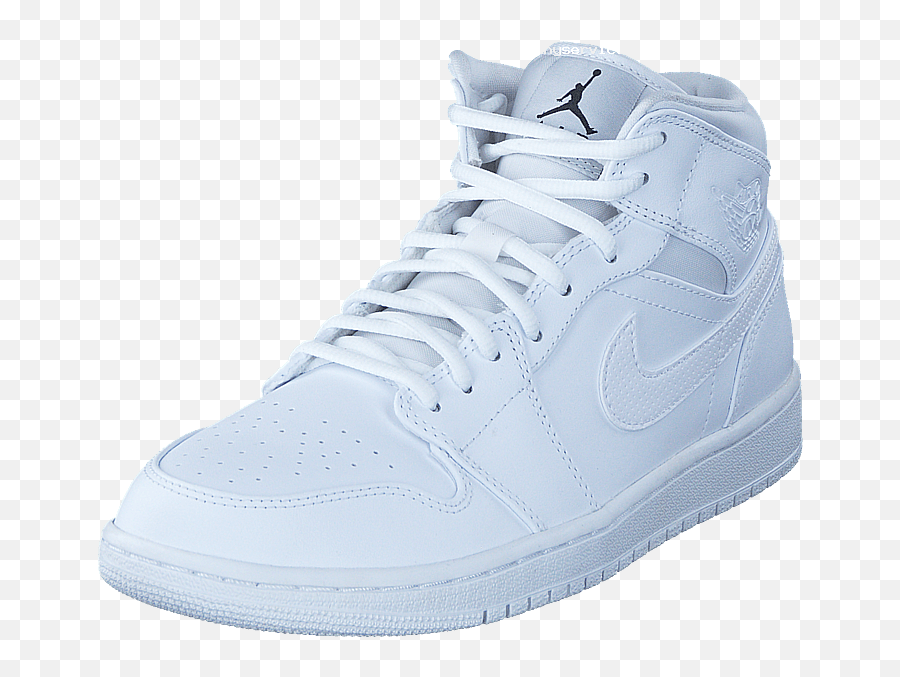 Download Nike Air Jordan 1 Mid Shoe White Black 60033 - Palladium Boots White Png,Jordan Shoe Png