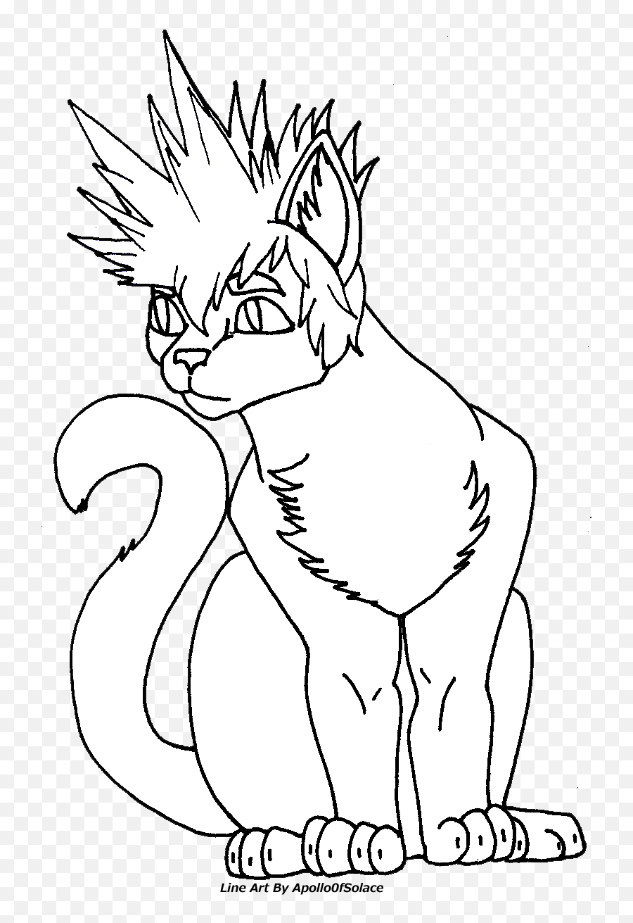 F2u Scene Cat Line Art With Spiked Hair U2014 Weasyl - Fictional Character Png,Cat Lineart Transparent