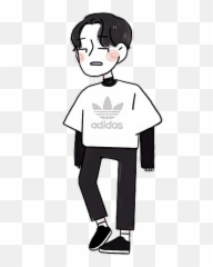 Kawaii Cute Boy Fashion Tumblr Doodle Edit Milky - Adidas Originals png