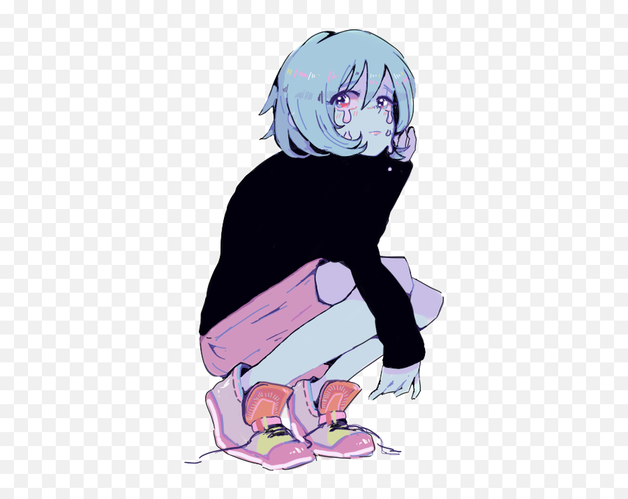 Anime Freetoedit Uwu Png Sticker - Aesthetic Anime Girl Transparent,Anime Girl Sitting Png