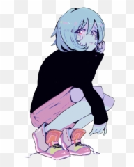 Anime Freetoedit Uwu Png Sticker - Aesthetic Anime Girl Transparent,Anime Girl Sitting Png