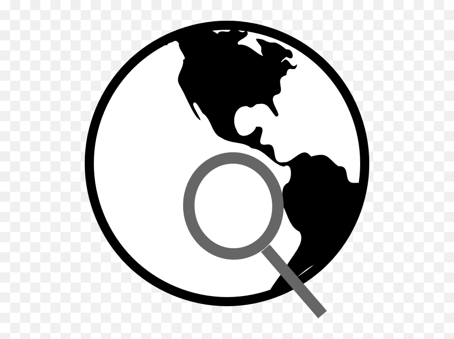 Simple Black And White Earth With Magnifying Glass Png Clip - Magnifying Glass Clipart Black And White,Magnifying Glass Clipart Png