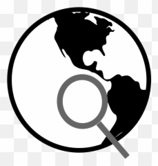Simple Black And White Earth With Magnifying Glass Png Clip - Clipart