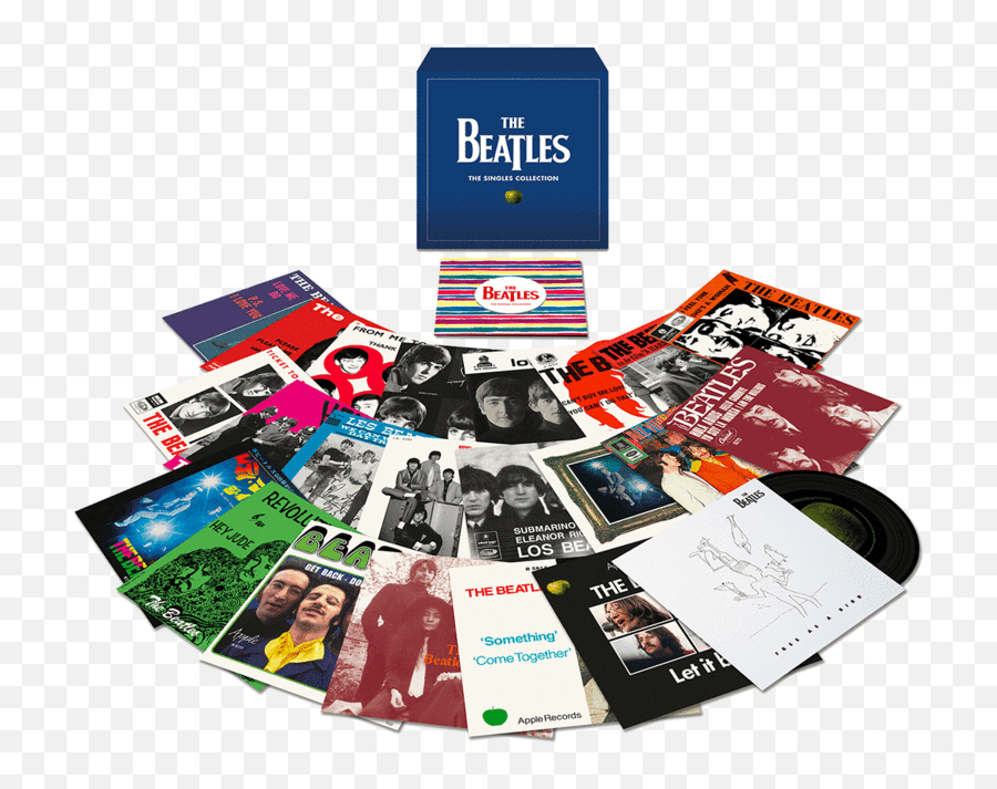The Beatles 7u201d Singles - Beatles Box Set Vinyl Png,Apple Records Logo