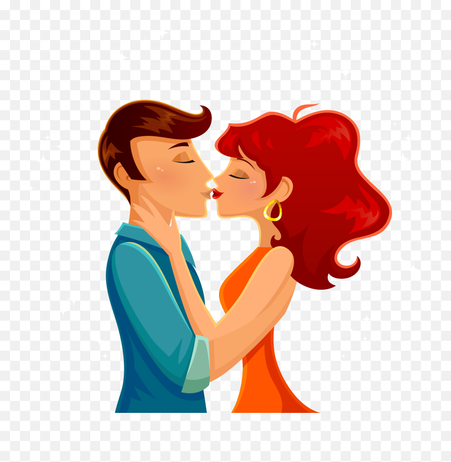 Kiss Cartoon Romance Illustration - Couple Kissing Vector Png,Kissing Png