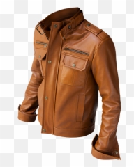 Biker Leather Jacket Png Transparent Image Arts - Brown Color Leather Jacket,Jacket Png