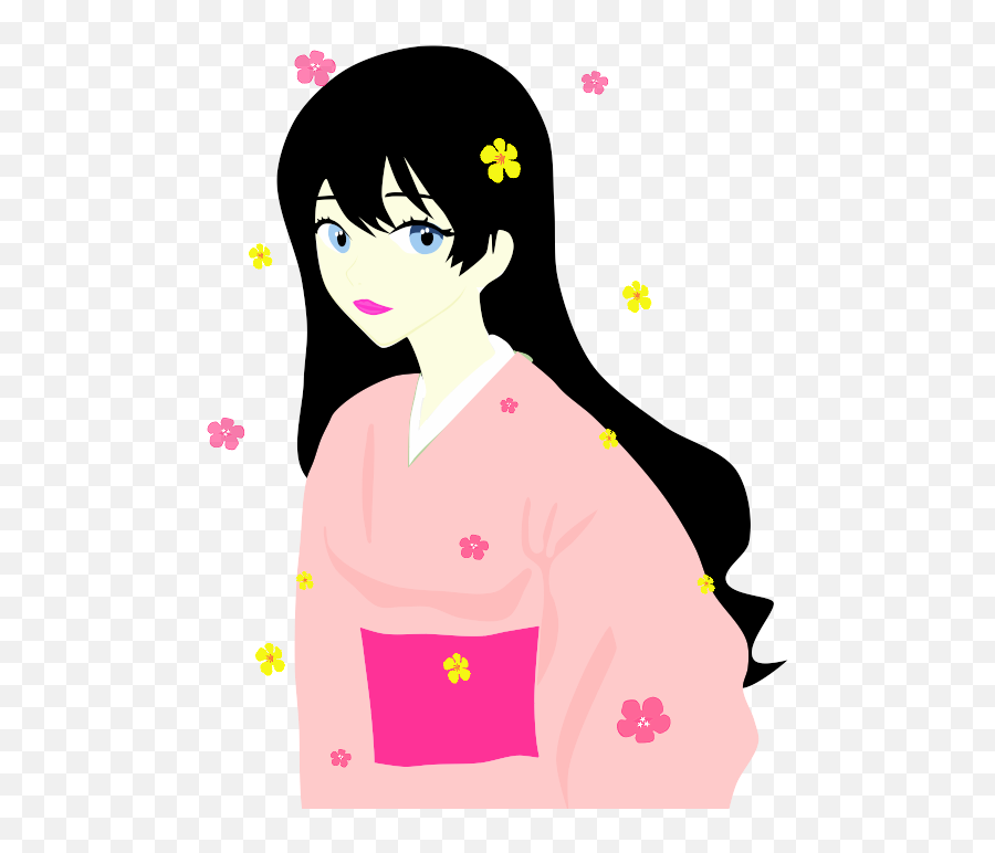 Japanese cartoon anime girl in a kimono dress... - Stock Illustration  [102064932] - PIXTA