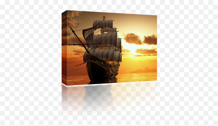 Download Hd Old Ship Sunset - Sailing Ship Transparent Png Ships In Water With Sunset Background,Sailing Ship Png