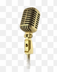 Gold Karaoke Microphone - Vintage Full Size PNG Transparent Background Png