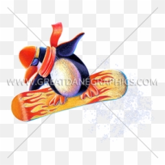 Penguin Snowboarder Production Ready Artwork For T - Shirt Cartoon Png,Snowboarder Png