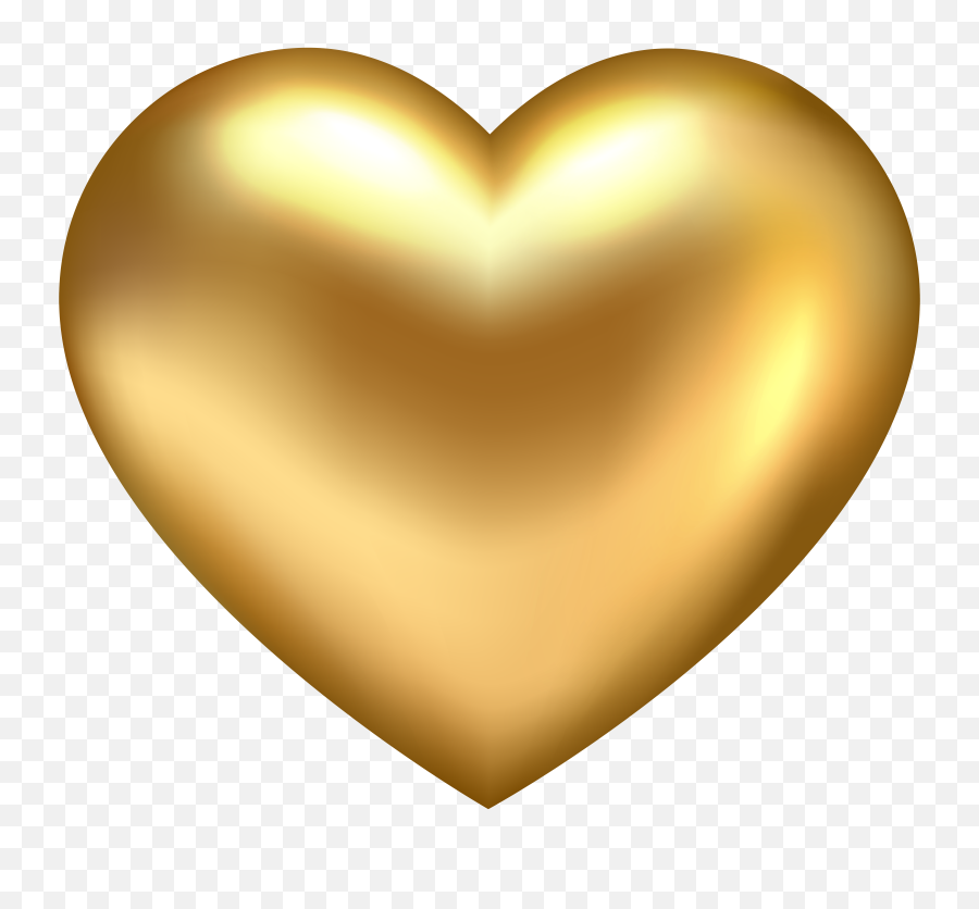 Golden Heart Przejrzyste Png Clip Art Free - 3d Golden Heart Png,Heart Image Png