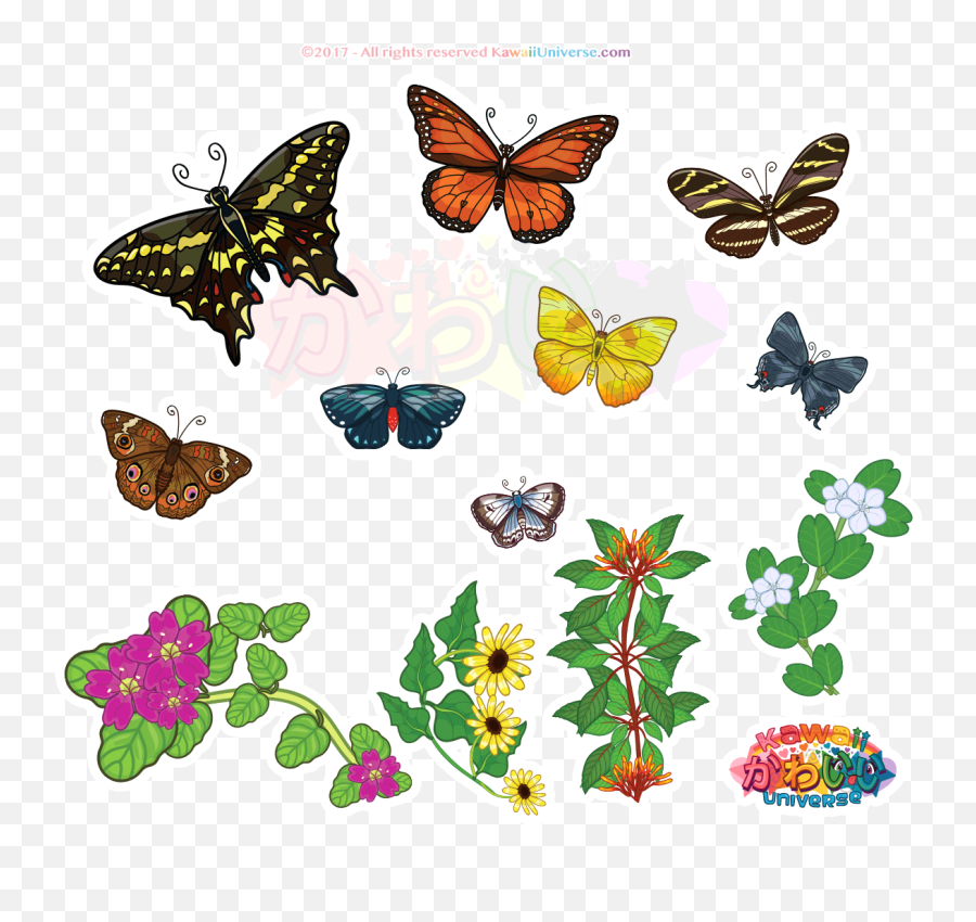 Kawaii Clipart Butterfly Transparent Free - Gif Animation Butterflies Animated Gif Png,Kawaii Gif Transparent