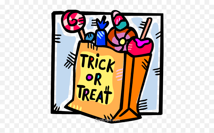 Bag Halloween Candies Royalty Free Vector Clip Art - Trick Trick Or Treat Candy Bag Png,Candy Clipart Png